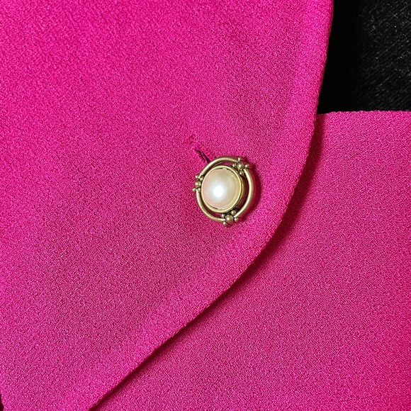 Vintage women’s magenta long sleeve button down retro 80’s career wear dress - Picture 3 of 10